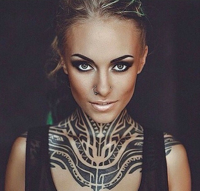 Woman tribal chest piece for inspiration